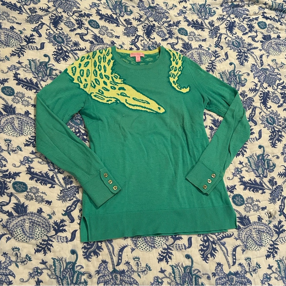 Lilly Pulitzer Crocodile Kelly Green Sweater